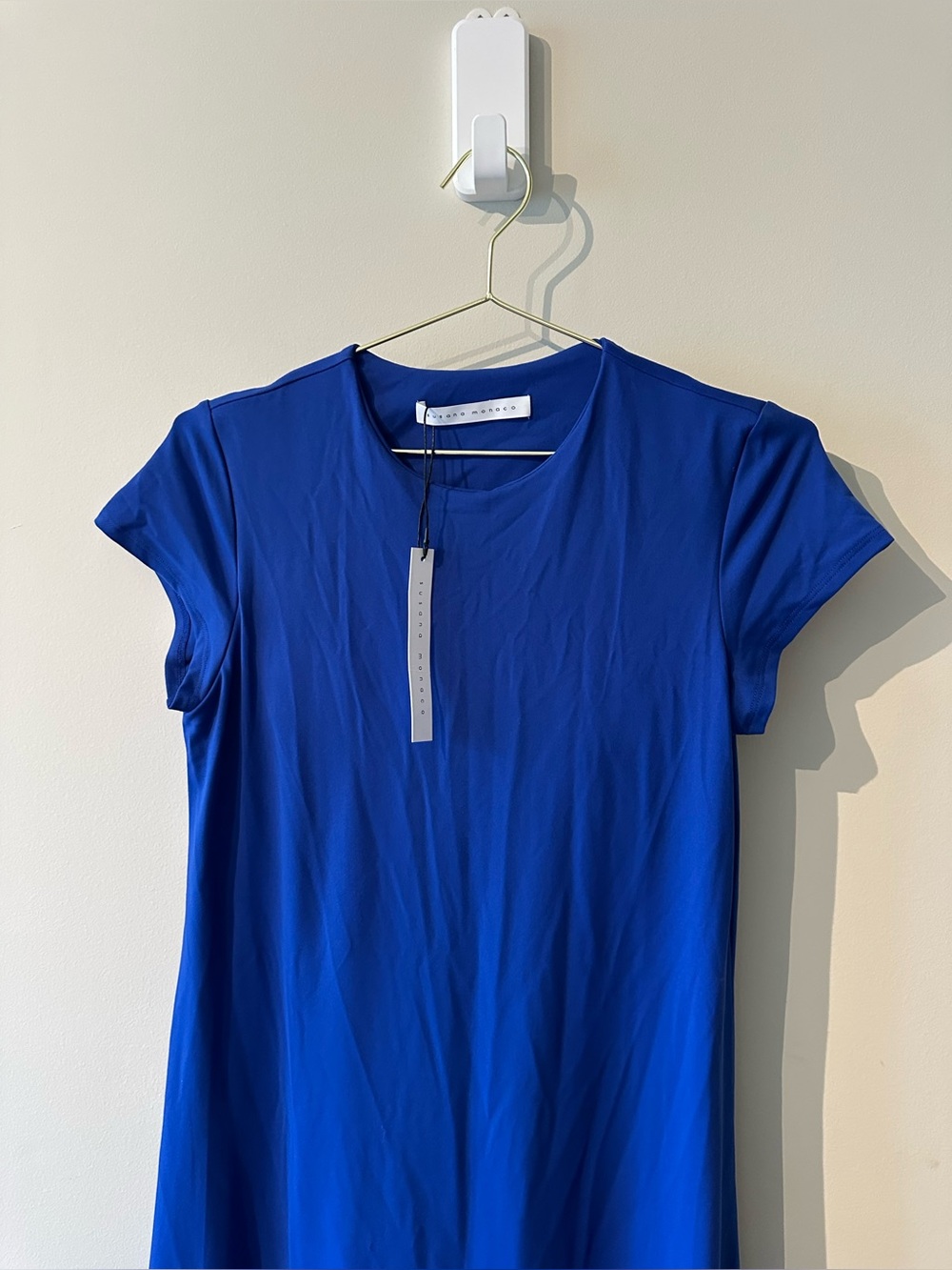 Susana Monaco Crew Short Sleeve Dress in Nocturnal Blue size Medium New with tag - Picture 3 of 6